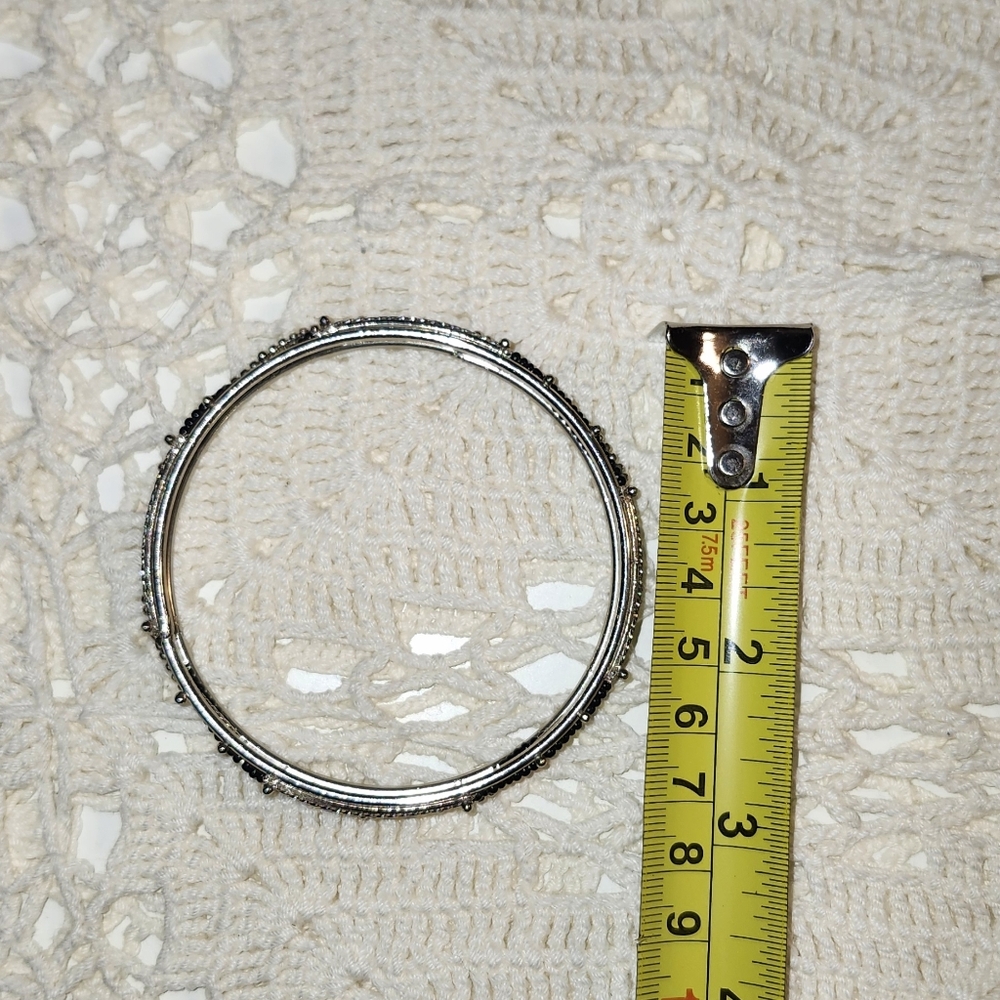 Boho Elegant Silver Toned Bangle Bracelet